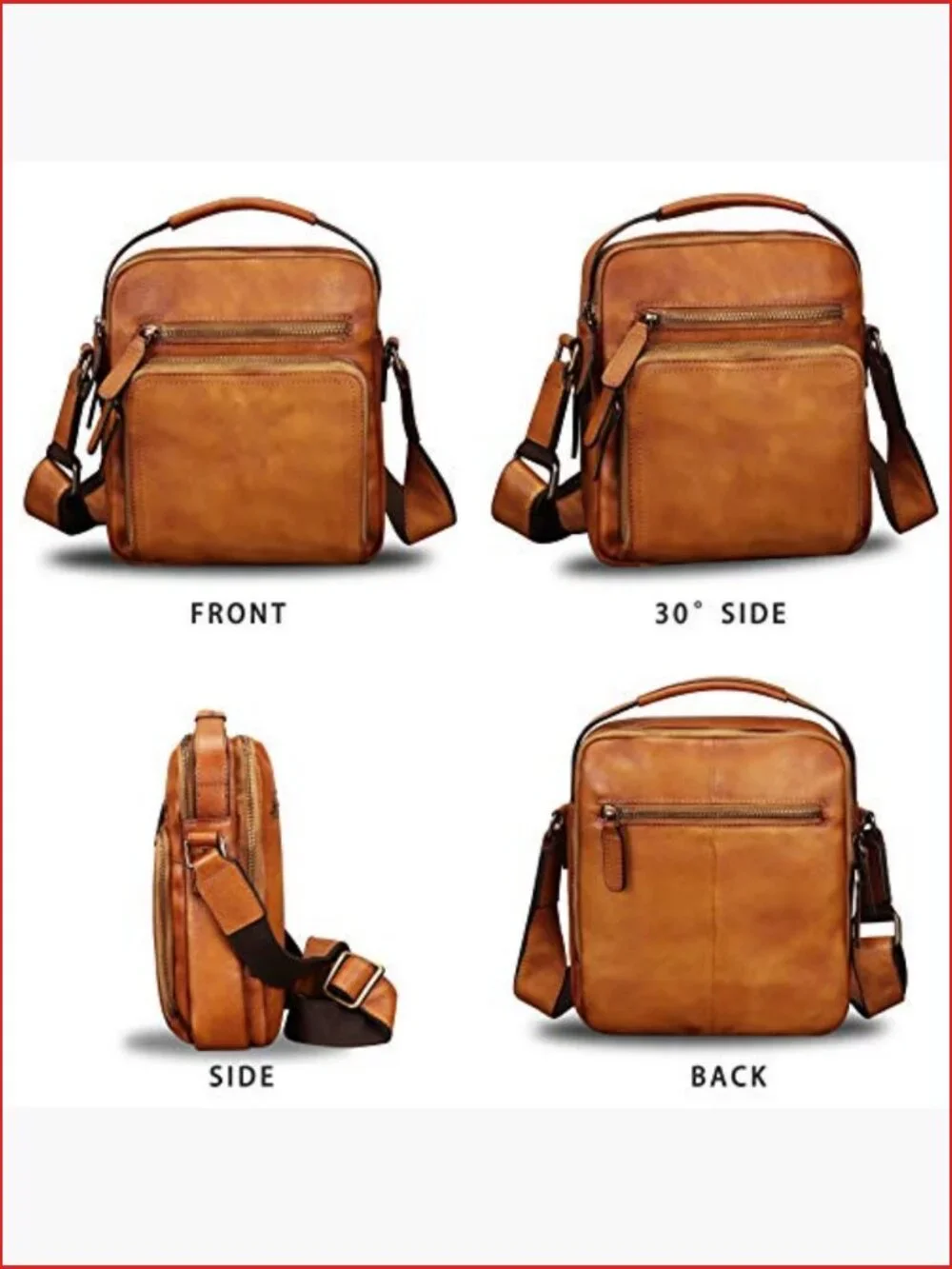 Vintage Genuine Leather Messenger Bag Crossbody Satchel Purse